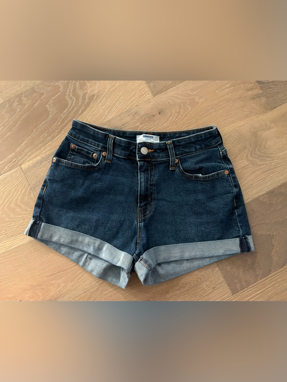 Dark Blue Denim Cuffed Women's Shorts Size 6 or 28 waist